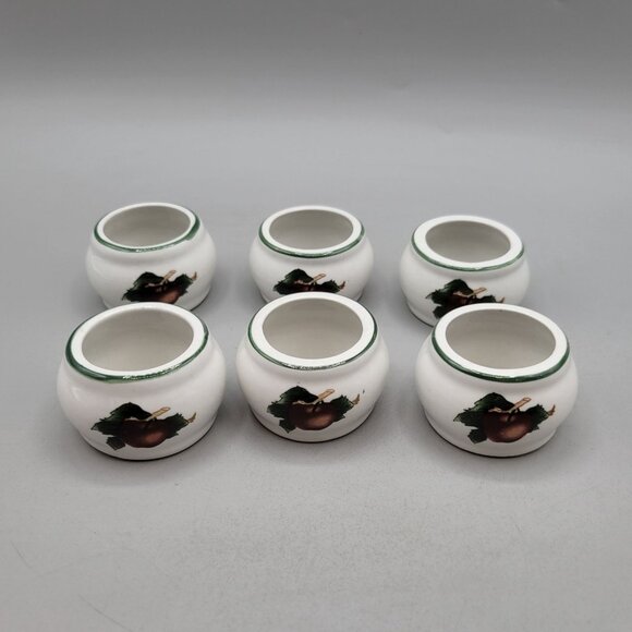 Citation Cades Cove Pattern Napkin Rings Apple Cherry Discontinued Set of 6 - Picture 3 of 8